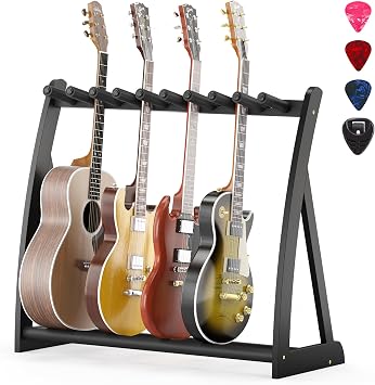 Guitar Stand Rack,Guitar Rack For Multiple Guitars Stands Floor for Electric,Acoustic,Bass Guitars &Case-Foldable, Adjustable
