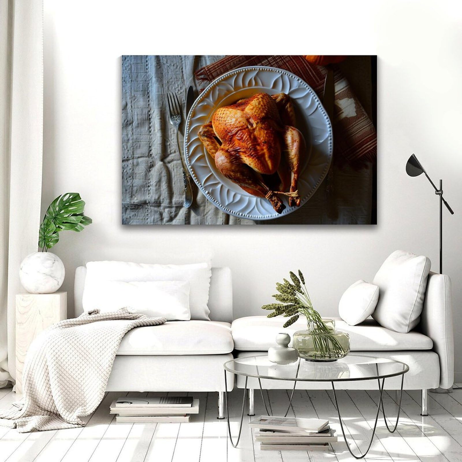GMUKIFFY Stampa artistica su tela placcata con cibo su tela, pronta da appendere, decorazione da parete pronta da appendere, 50 x 75 cm