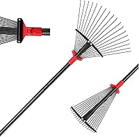 BsBsBest 75" Adjustable Leaf Rake with 18 Metal Tines & 10-18" Expandable Head - Durable Lawn Yard Tool for Leaves, Grass & Debris