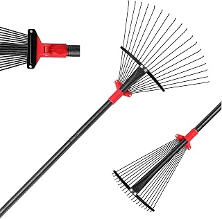 BsBsBest 75" Adjustable Leaf Rake with 18 Metal Tines & 10-18" Expandable Head - Durable Lawn Yard Tool for Leaves, Grass & Debris