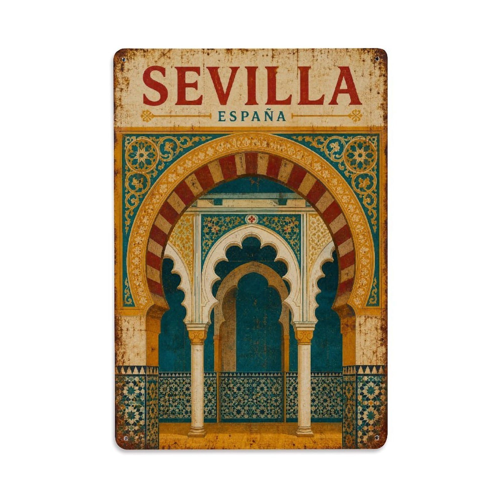 Metal Tin Sign Spain Seville Vintage Travel