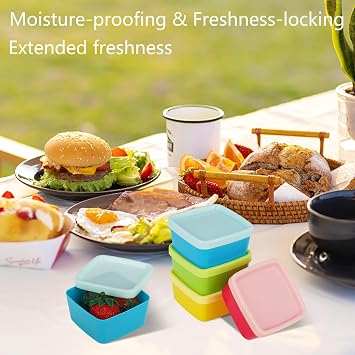 Small Food Containers with Lids,10 pcs Small Freezer Containers Mini Storage Boxes Stackable Snack Boxes Colourful Small Food Storage Containers for Store Fruit Sauce Condiments Snacks