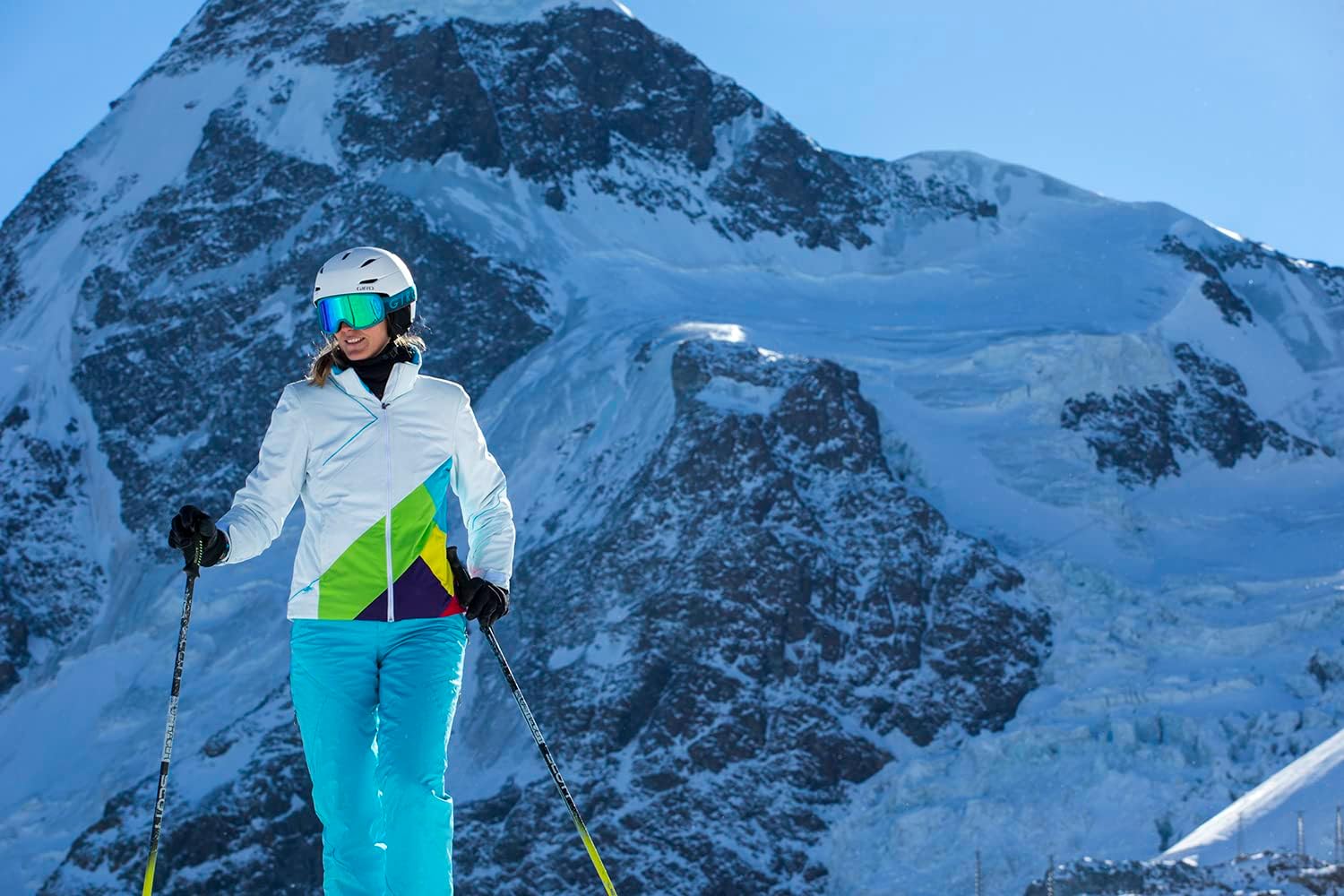 Giro Moxie Ski Goggles - Snowboard Goggles for Women & Youth - 2 Lenses Included - Anti-Fog - OTG (Over Glasses) Ano Harbor Blue Cloud Dust Amber Gold/Yellow