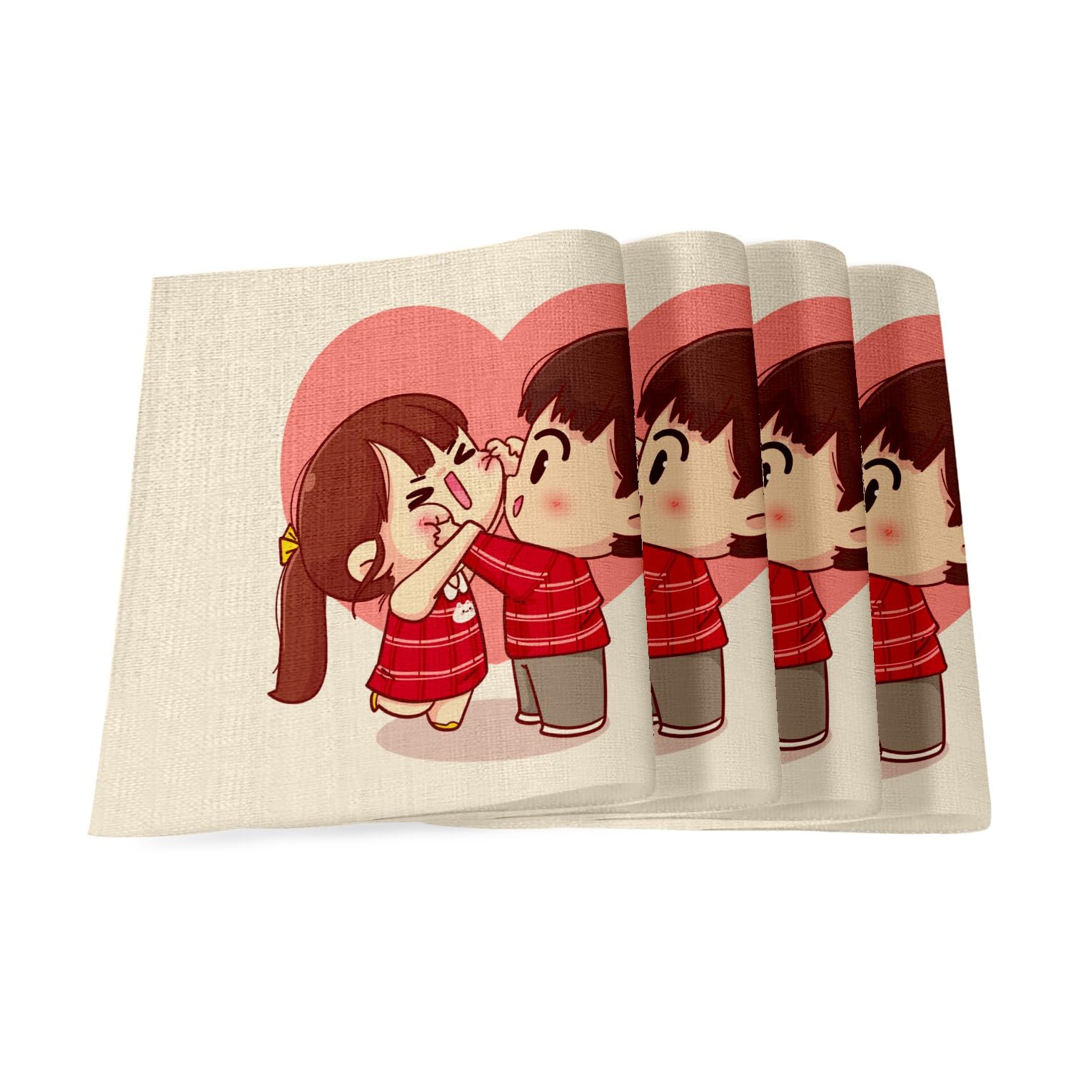 Sets de table en lin 40x28.5 cm amour motif mignon décor de table enfant