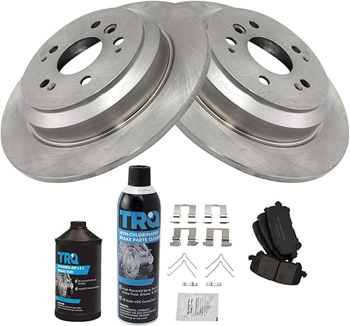 Miniatura 2 de TRQ Kit de pastillas de freno trasero y rotor, kit químico de freno, pastillas de freno de cerámica compatible con Honda Passport 2019-2022 Pilot
