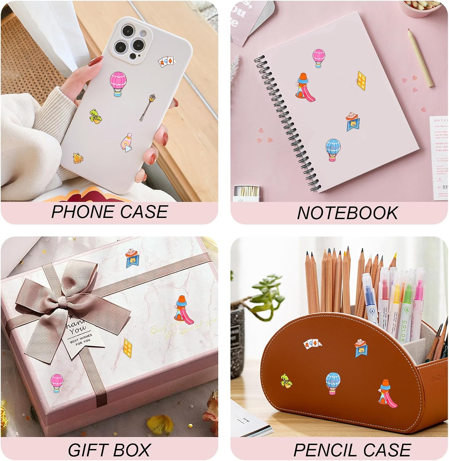 4 Sheets Large 3D DIY Stickers, Cute Waterproof Quiet Book with Magical Box Paradise Decorating Mobile Phones Handbooks Water Bottle Stickers for Adult Teens-Box Paradise