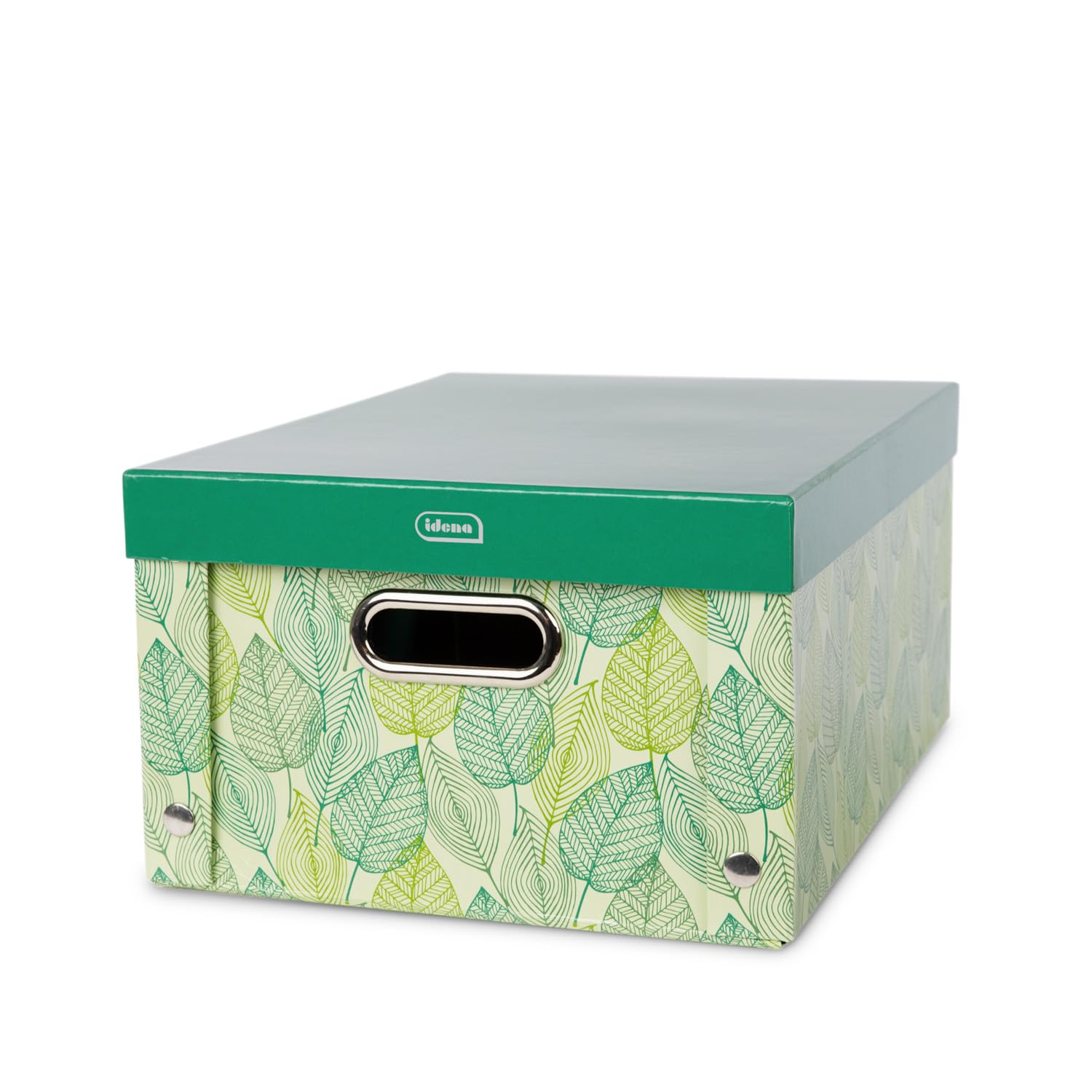 Idena 11195 Storage Box with Lid and Metal Handles, Storage Basket Made of Solid Cardboard, Approx. 37.5 x 28 x 18 cm