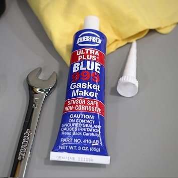 ABRO Ultra Plus 999 RTV Silicone Sealant and Gasket Maker, for Import Engines, Sensor Safe, Non-Corrosive, High Temp Silicone Sealant, 650 Degrees F, 3 oz. Tube - Blue