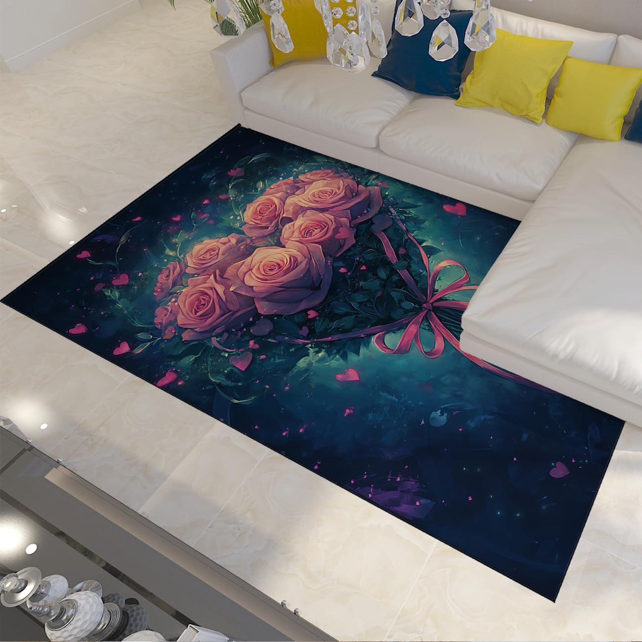 Tapis de Saint-Valentin romantique 90x150cm cadeau déco salon
