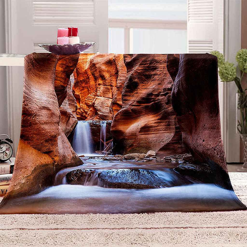 Couverture Flanelle 3D Chaude et Douce Paysage de Rivière