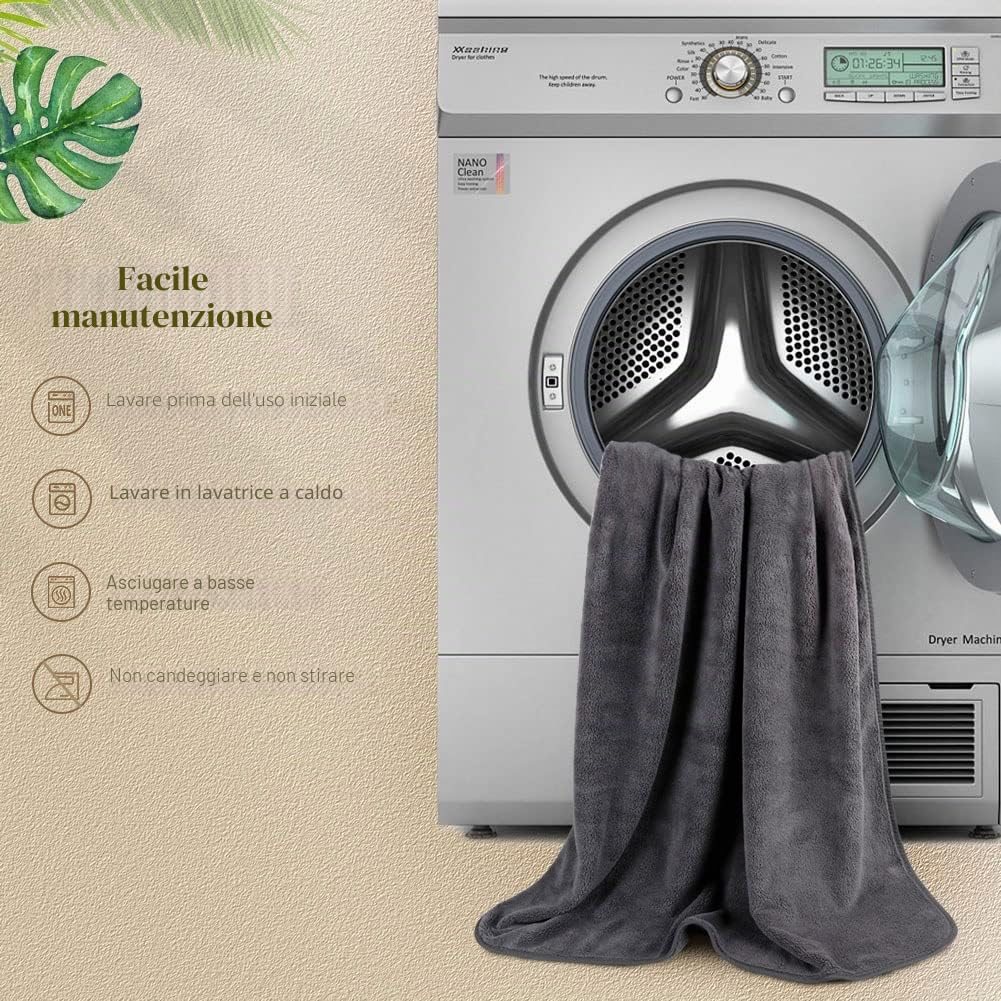 Orighty Set Asciugamani da Bagno (68 x 137 cm) Morbidi in Microfibra, Altamente Assorbenti per Sport, Yoga, SPA, Fitness - Grigio