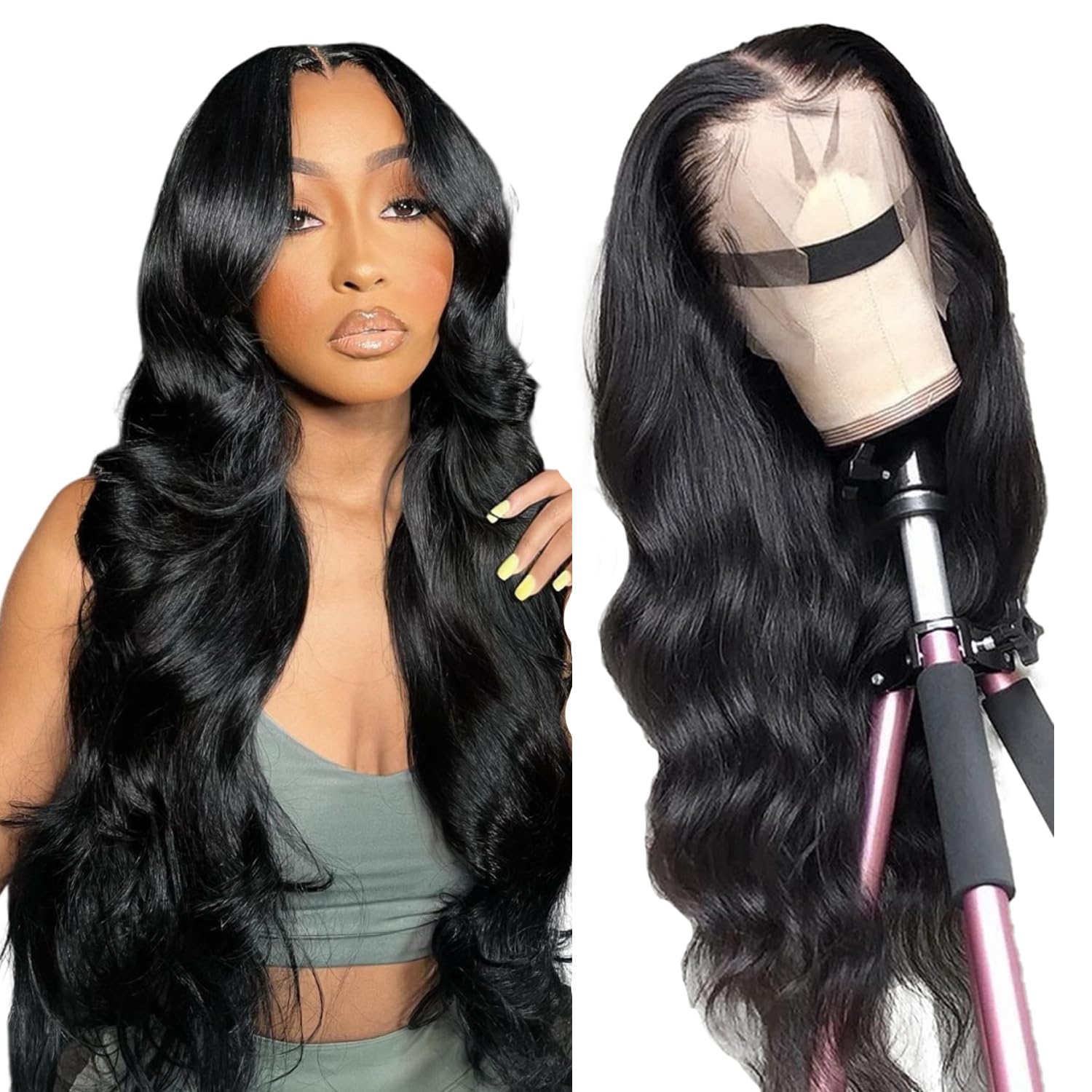 UltraFlower 13x6 HD Lace Front Wigs Human Hair 200% Density Body Wave Lace Front Wigs Human Hair Pre Plucked with Baby Hair Frontal Wigs Glueless