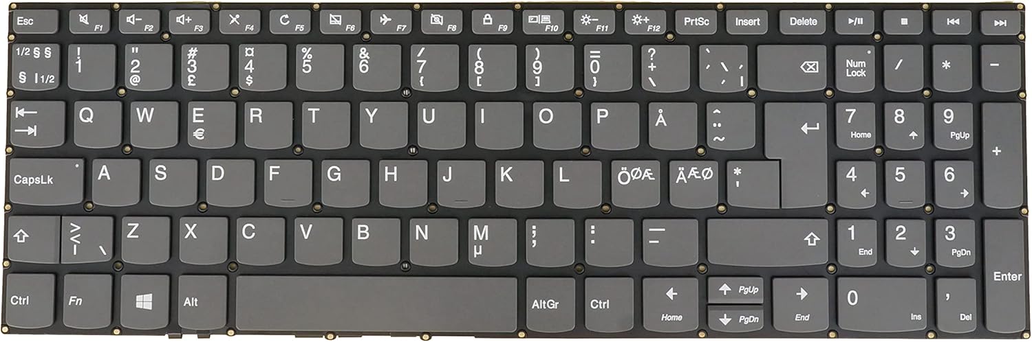 Scandinavian Nordic Keyboard for Lenovo Ideapad 3-15ada05 3-15are05 3-15igl05 3-15iil05 3-15ijl05 3-15iml05 3-15itl05 PC5C-N00 Gray