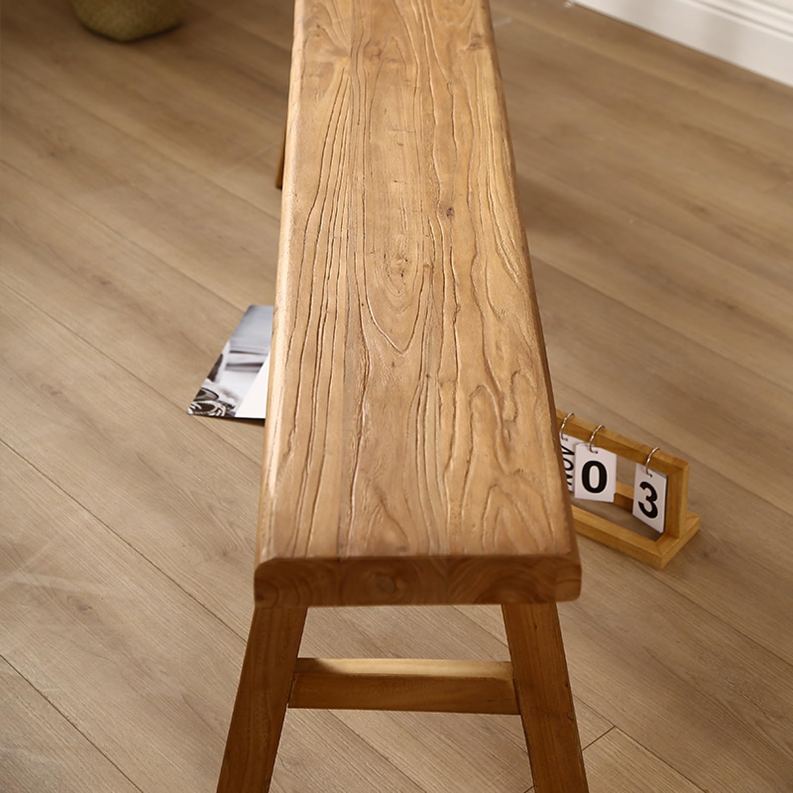 Banco de madera de estilo rústico for interiores, ideal for sala de estar y comedor, banco de entrada de cocina de madera natural sin brazos, banco de zapatos de madera maciza(50*26*45cm)