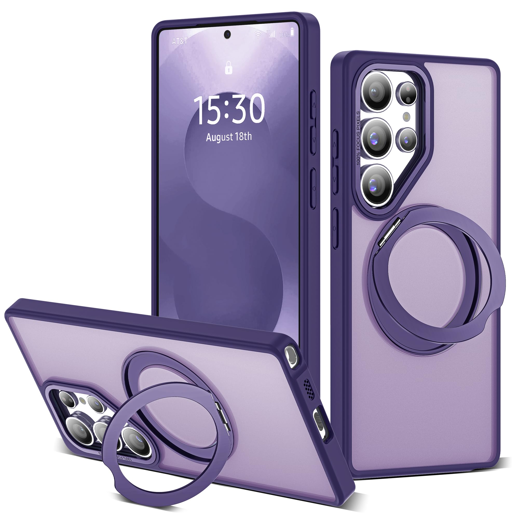 for Samsung Galaxy S25 Ultra Case with 360° Spin Stand,Dark Purple
