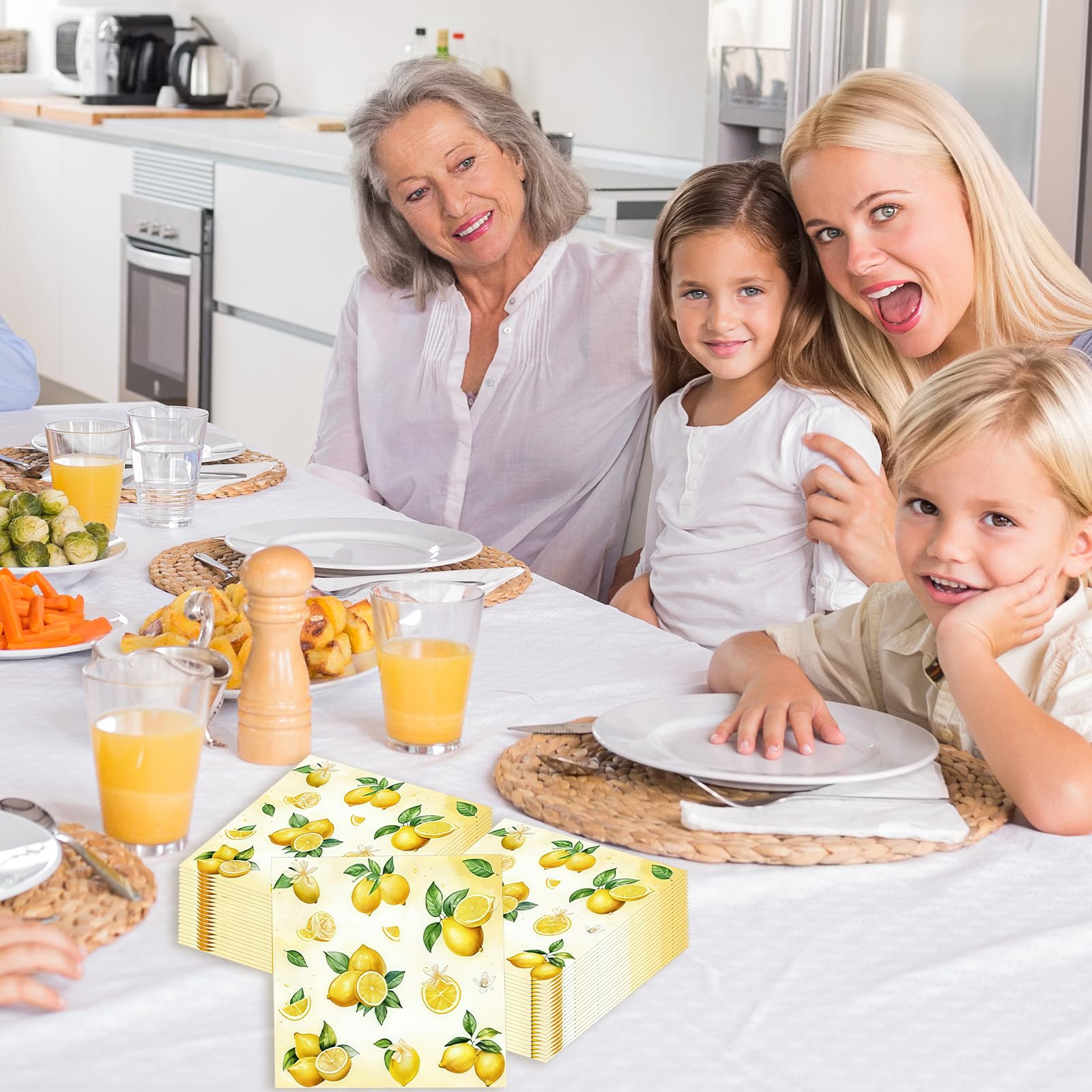 40 sztuk serwetek cytrynowych, letnie serwetki z owocami, żółte papierowe Napkins, dekoracja cytrynowa na urodziny, jednorazowe serwetki, dekoracja stołu cytryna