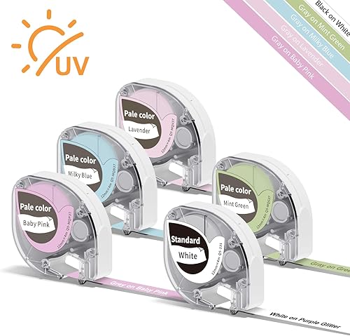 Cinta de etiquetas compatible Phomemo P12 de repuesto para repuestos Dymo Letratag, cinta de etiquetas de plástico de 0.47 pulgadas, texto gris en