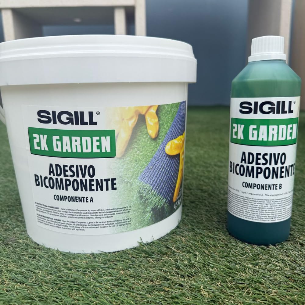 SIGILL Adesivo Epossi-Poliuretanico Bicomponente 2K Garden Incollaggio Fissaggio Posa Bande Giunzione Prati Sintetici