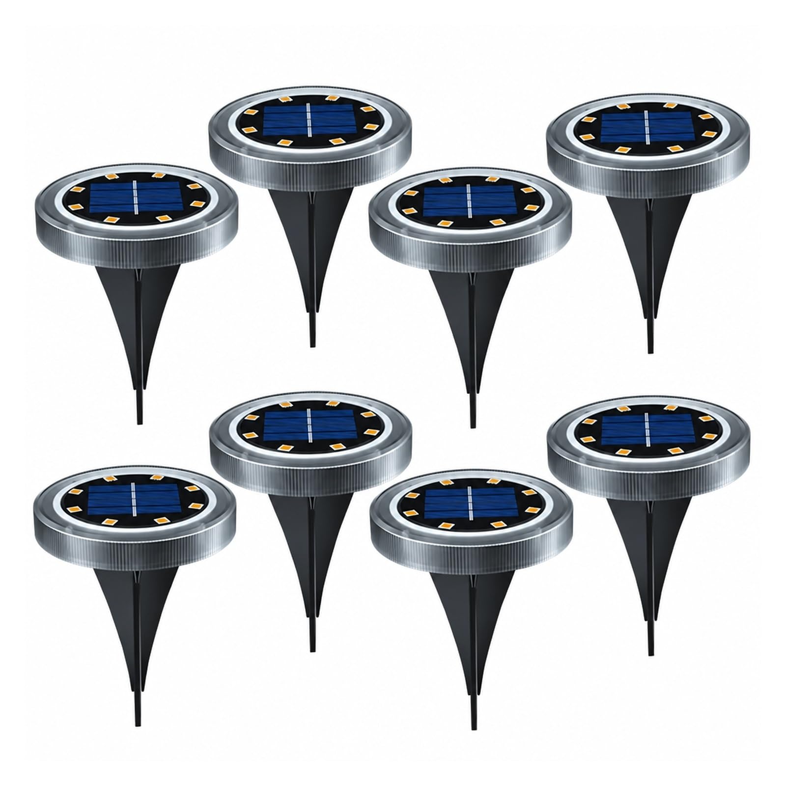 AMRTTWY In Ground Lights, Solar Powered Ground Lights Outdoor LED Disk(8PCS,Warm White)