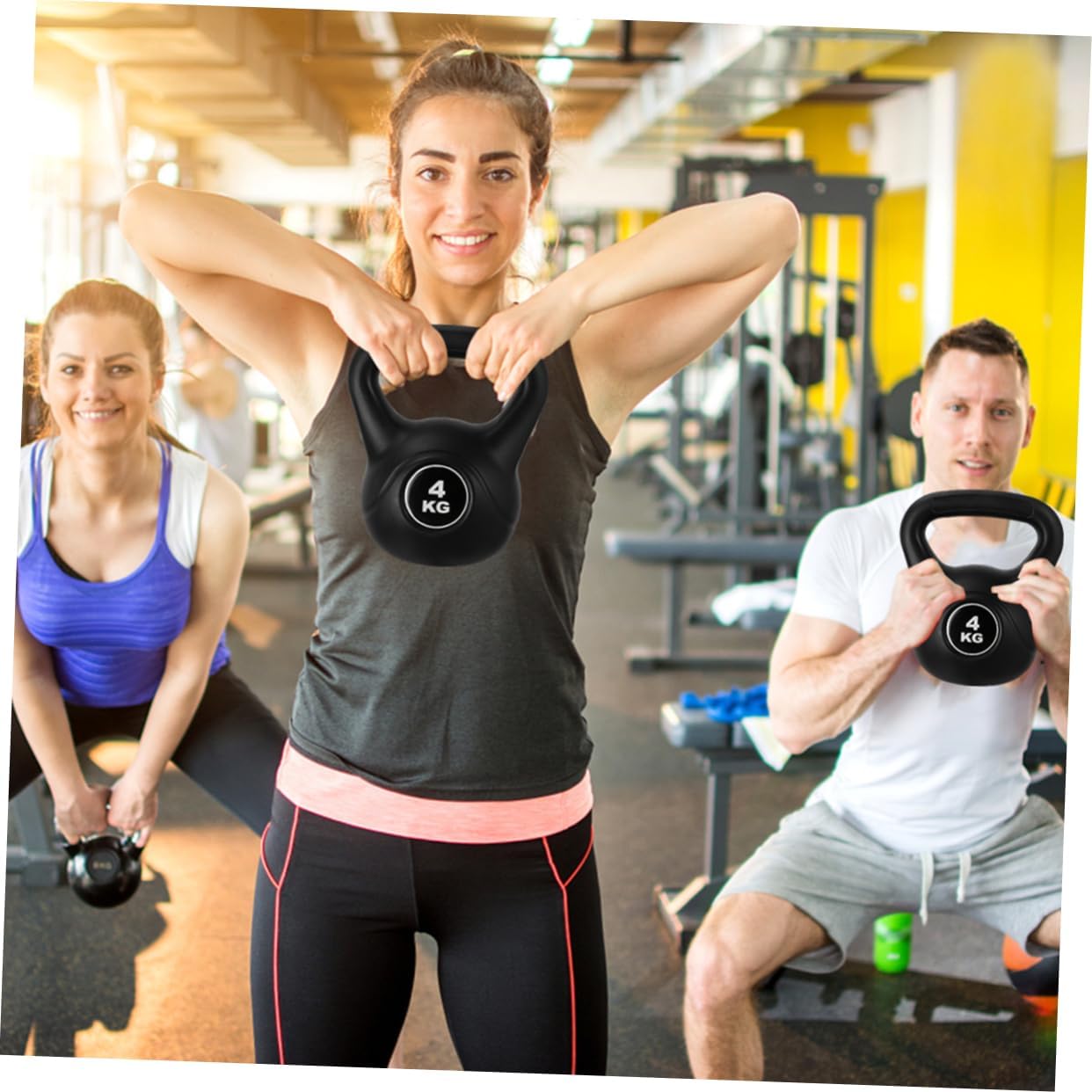 4kg Plastic Kettlebell Portable Weight Grip for Travel Fitness Ergonomic Non- Handle Lightweight and Exercise Equipment for Home and Gym Use Black