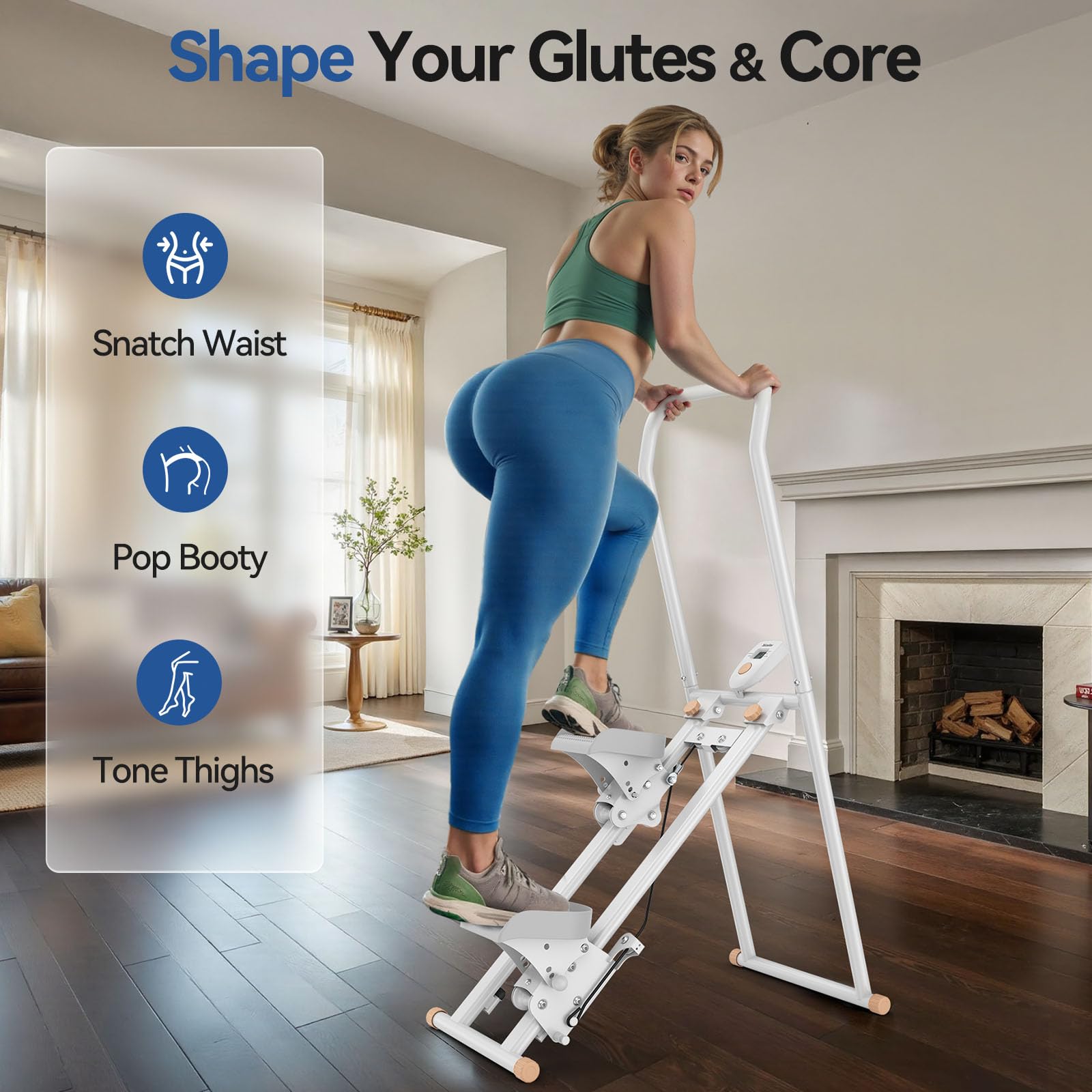 Niceday Steppers for Exercise at Home, Stair Stepper with Handlebar, Stair Climber, Stair Master with 300LBS Loading Capacity: White