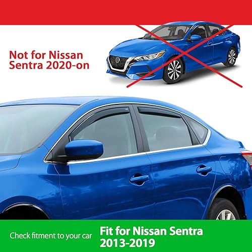 Miniatura 3 de Goodyear Deflectores de ventana inastillables en el canal para Nissan Sentra 2013-2019, protectores de lluvia, viseras de ventana para automóviles,
