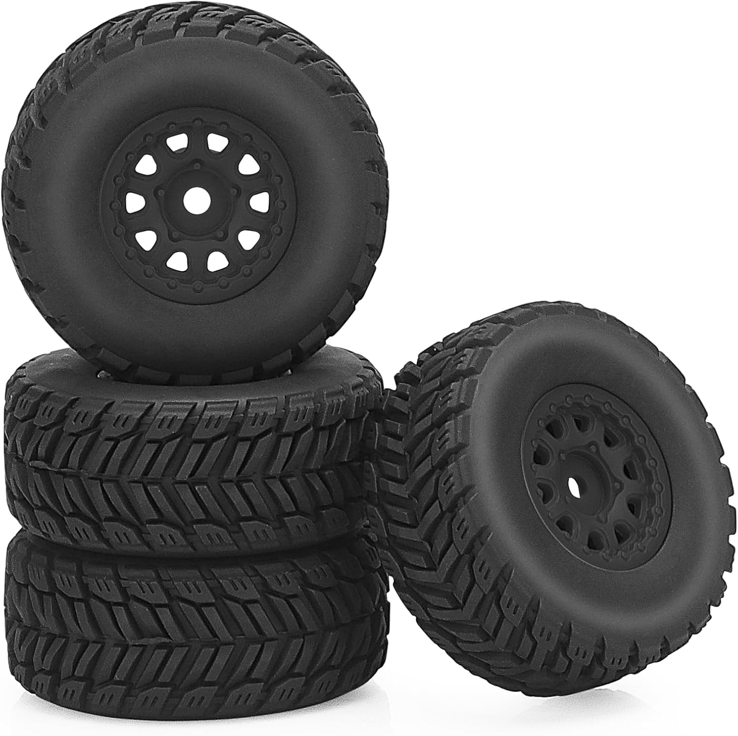 1/16 RC Wheels and Tires, daitoku 12mm Hex RC Car Tires for Arrma Mojave Grom Mega 380 223S BLX 1/16 RC Car (Style B) - Black