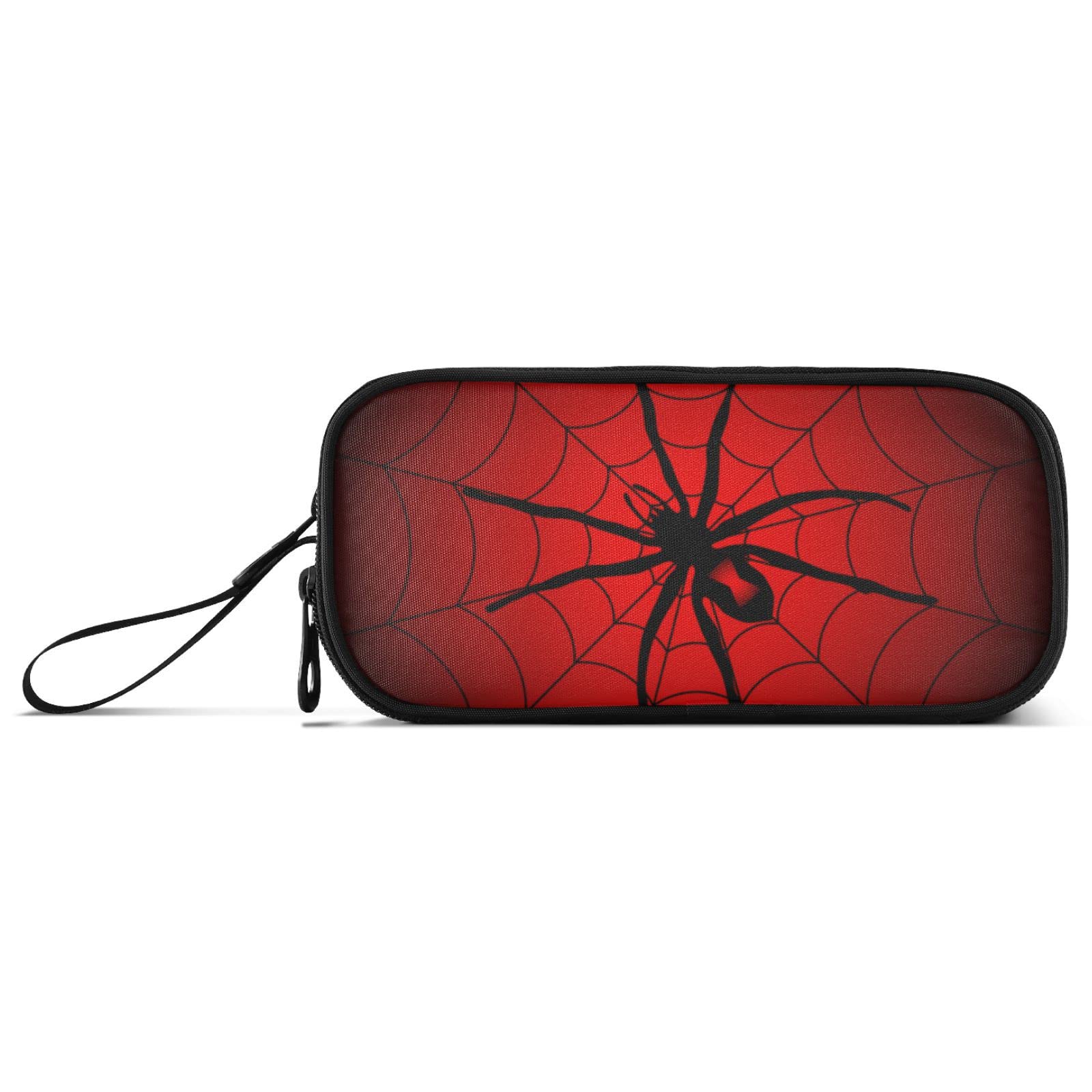 Fisyme Halloween Spider Web Pencil Case Large Capacity Pen Box Makeup Pouch Holder Organizer Stationery Bag for School Office College Traval Adult