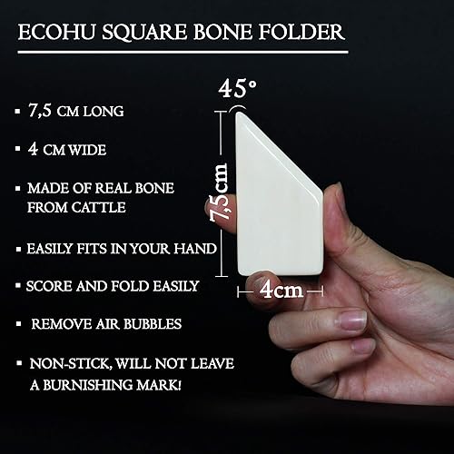Miniatura 6 de ECOHU Carpeta cuadrada de hueso  Hueso auténtico, papel y cuero, fabricación de tarjetas, origami, encuadernación, álbum de recortes, no raya,