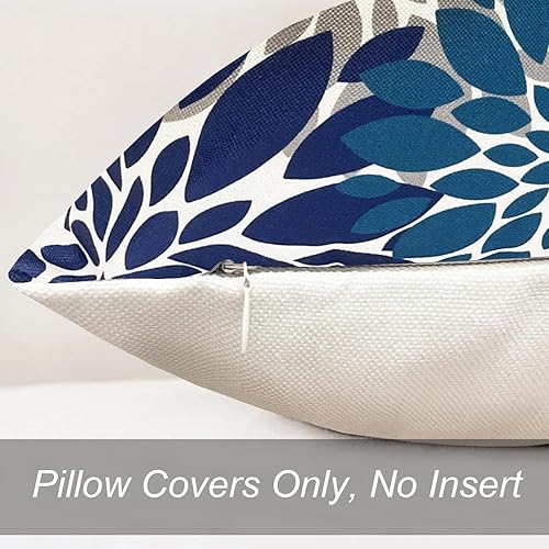 Miniatura 6 de Juego de 2 fundas de almohada decorativas azules de 18 x 18 pulgadas, fundas de almohada para sofá, sala de estar, exterior, funda de almohada