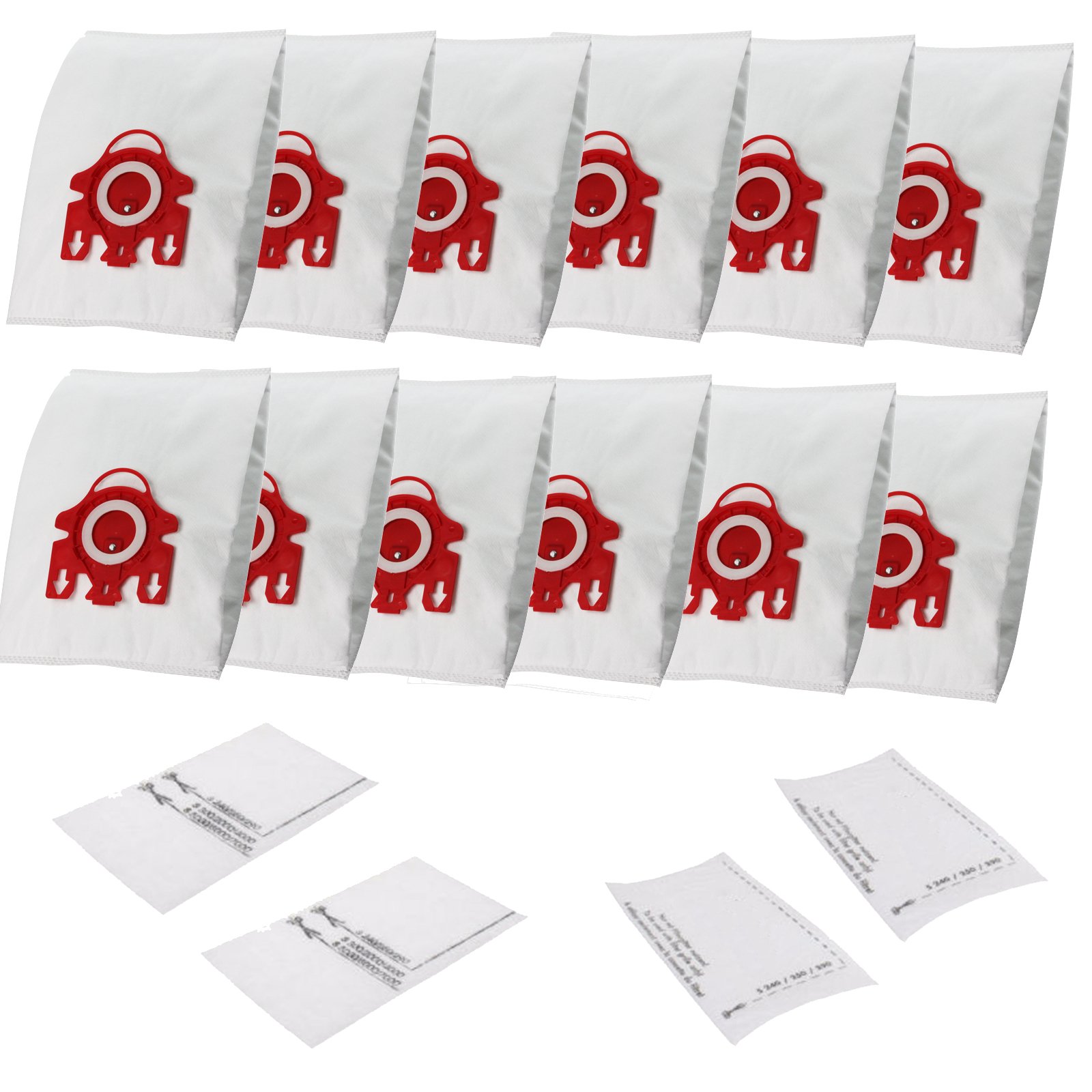 Synthetic 12 Bags \u0026 4 Filters (2X Pre-Motor Filter+ 2 x Exhaust Filter) for  Miele FJM Red 3D Complete C1 C2 S4 S6 S290 S381 S6210 Hoover S510 S511 S512 S571  Vacuum