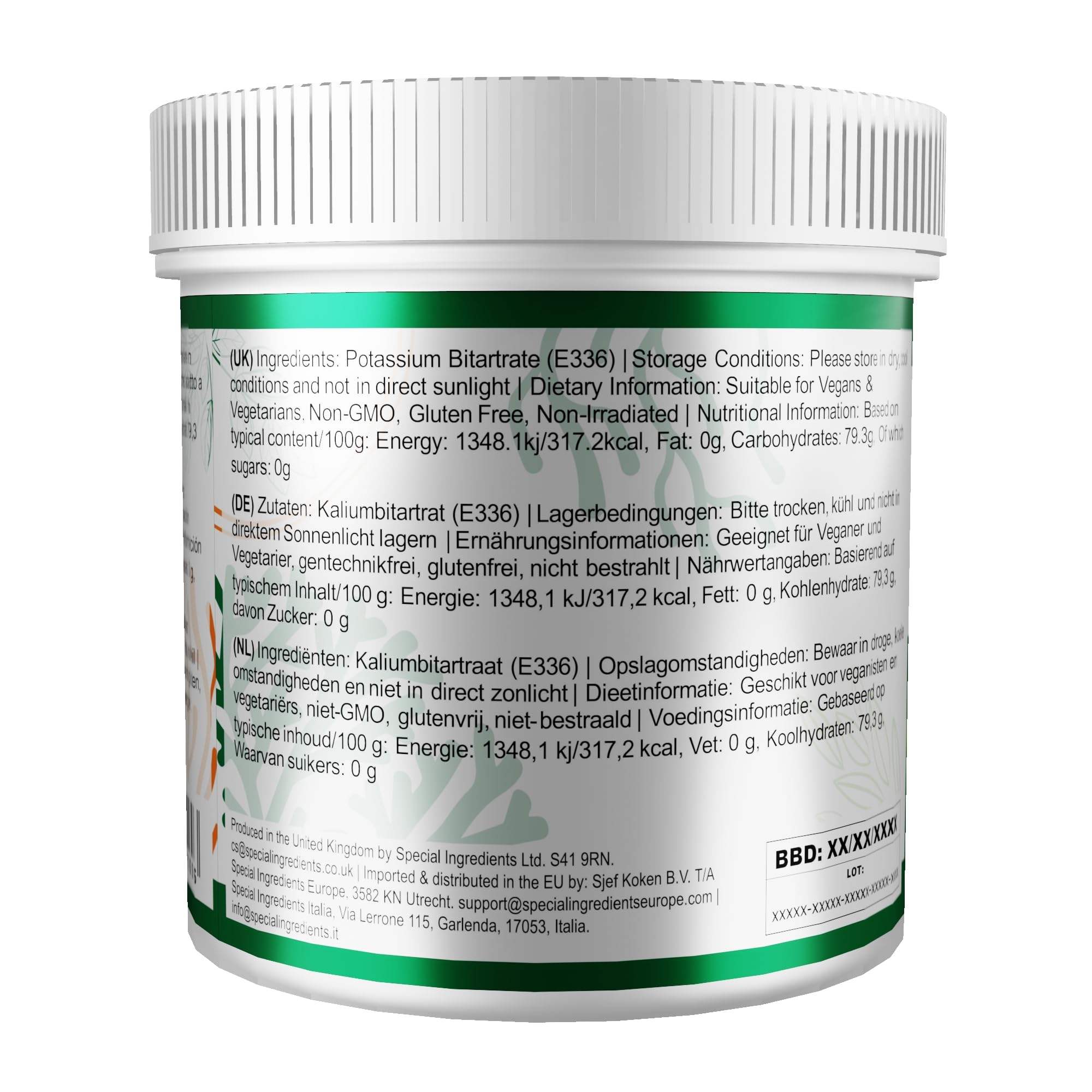 Special Ingredients Crème de tartre en poudre, 10 kg