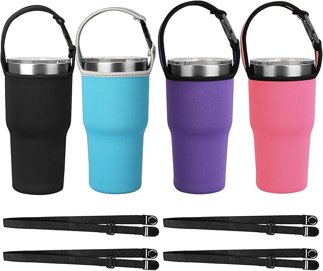 4 Packs 30oz Tumbler Carrier Holder Pouch with Shoulder Strap, Fit for YETI, Rtic, Atlin, Ozark Trail, Rambler 30 oz Insulated Tumbler Coffee Cup for 30oz Stainless Steel Travel Insulated Coffee Mug
