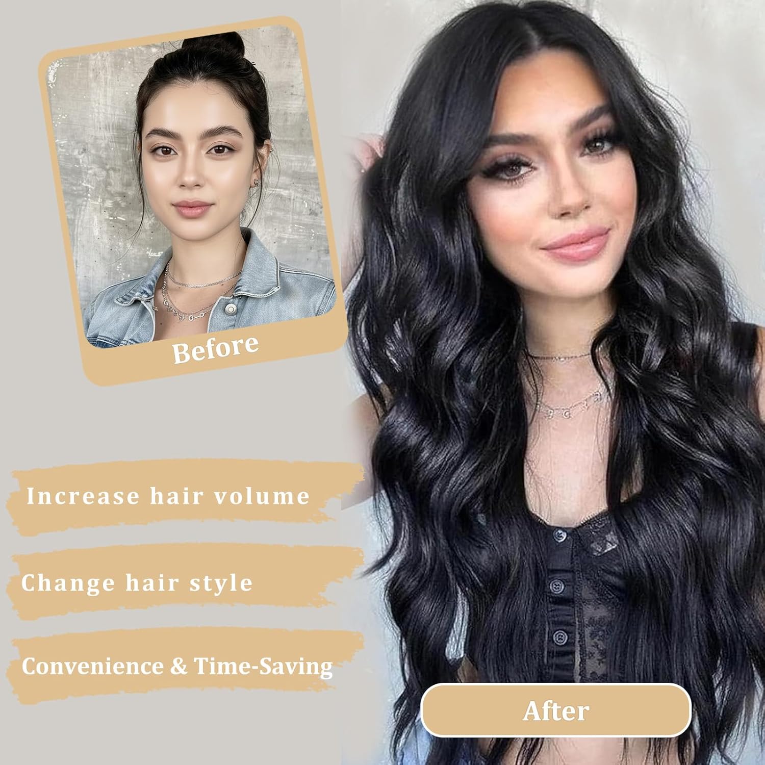 Black Wig for Women Long Wavy Black Wig Middle Part 26 Inch Wigs Heat Resistant Synthetic Wig for Daily Use - Image 5