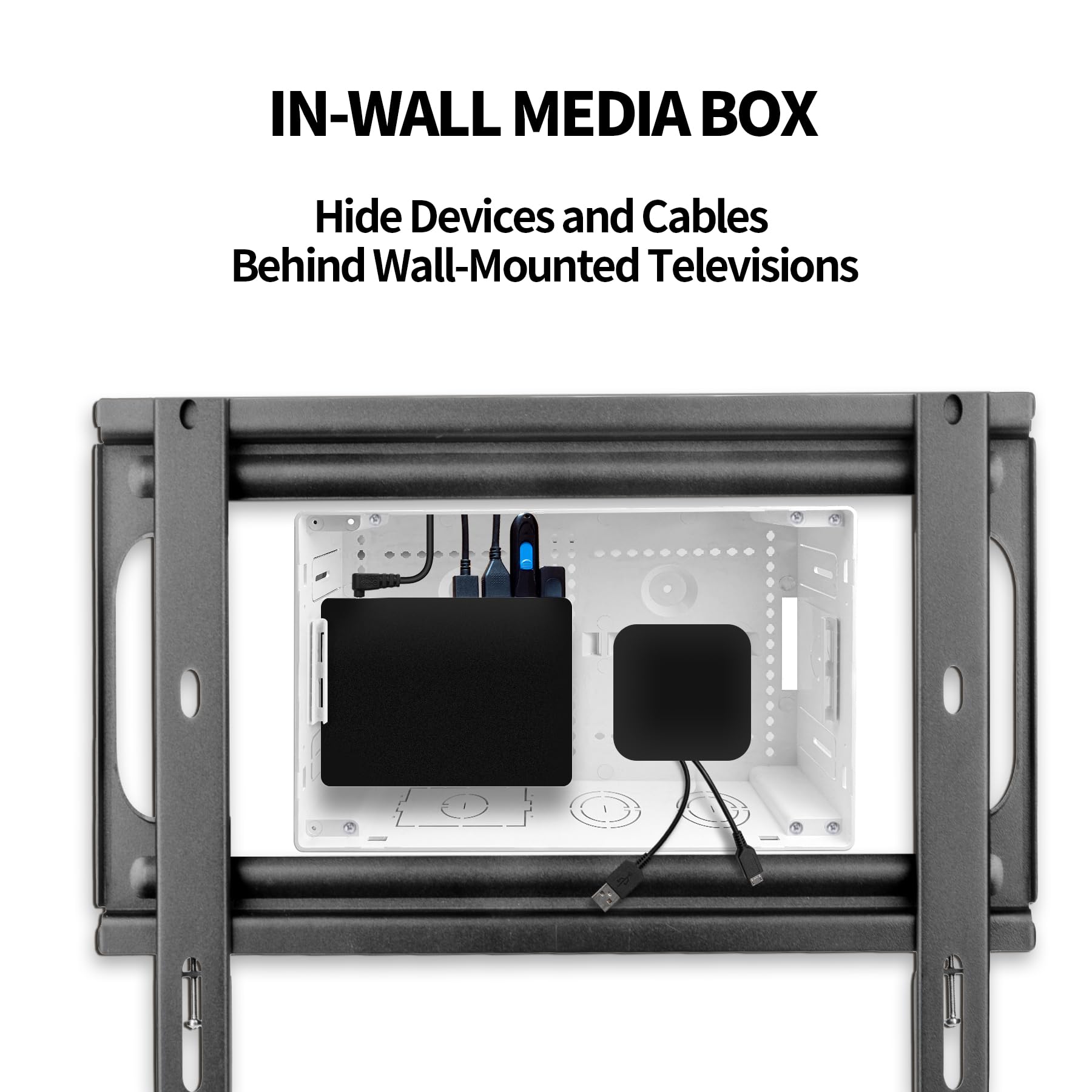 in-Wall TV Box, Media Enclosure, 9 Inches Inwall Cable Management, Organize System Devices, Dual Purpose in-wall Enclosure for TV Home Theater Box, White — Amazon image 3