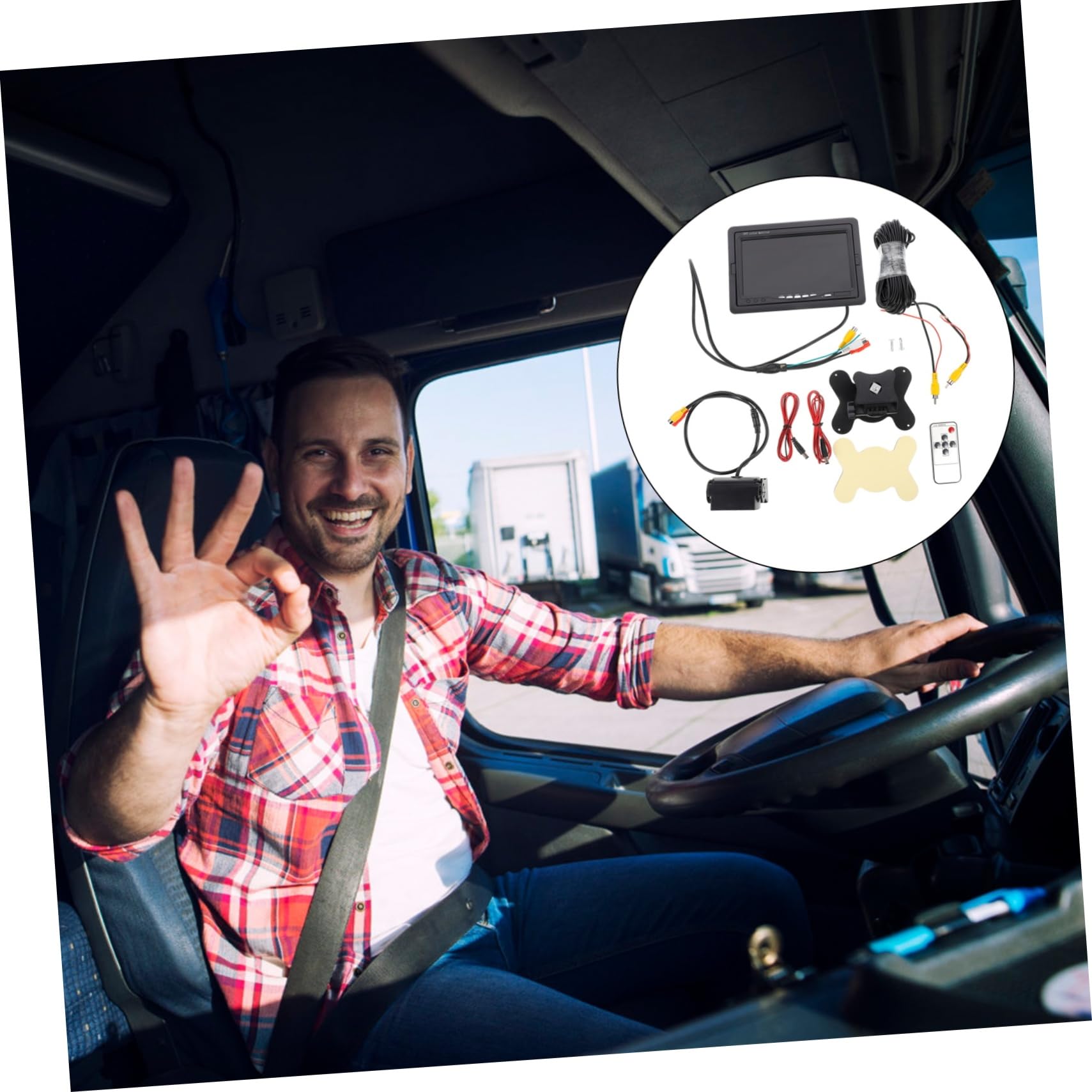 Veemoon Écran De Recul avec Caméra Étanche pour Sécurité Automobile Installation Facile Compatible Pal Ntsc pour Voitures Et Camions