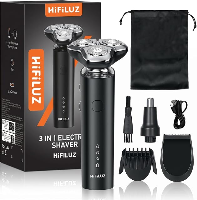 Rechargeable hommes rasoir, Échelle pour les hommes avec LED Écran, IPX6 Rasoir étanche pour le rasage humide et sec
