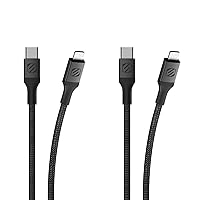 Vista 6 de Scosche Ci4B6SR-SP Strikeline Sync - Cable de carga trenzado para dispositivos Lightning y USB-C, 6 pies, color plateado