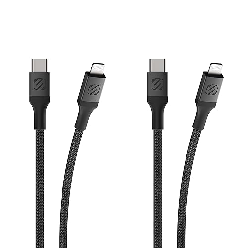 Miniatura 7 de Scosche Ci4B4SG-SP Strikeline Sync - Cable de carga trenzado para dispositivos Lightning y USB-C, 4 pies, color gris espacial Negro