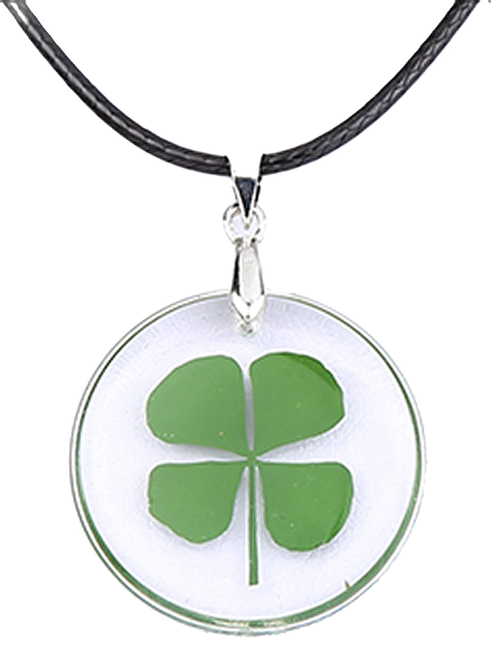 Stonham Four Leaf Clover Pendant Necklace - Unisex Transparent Lucky Charm - Good Luck Gift