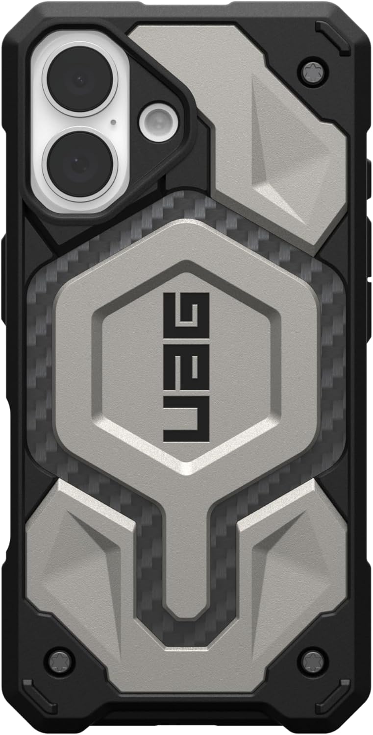 URBAN ARMOR GEAR UAG Designed for iPhone 16 Case 6.1" Monarch Pro - Compatible with MagSafe Charging Rugged Heavy Duty Shockproof Anti-Slip Military Grade Protective Cover, Titanium