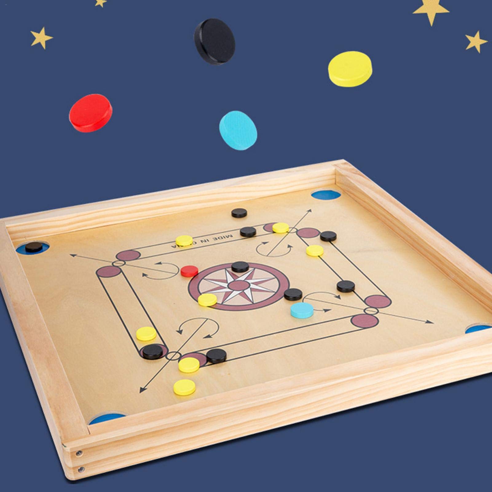 Carrom Board Game Set, Wooden Game Board TwoPlayer Puzzle Board Game Family Game Play Carrom