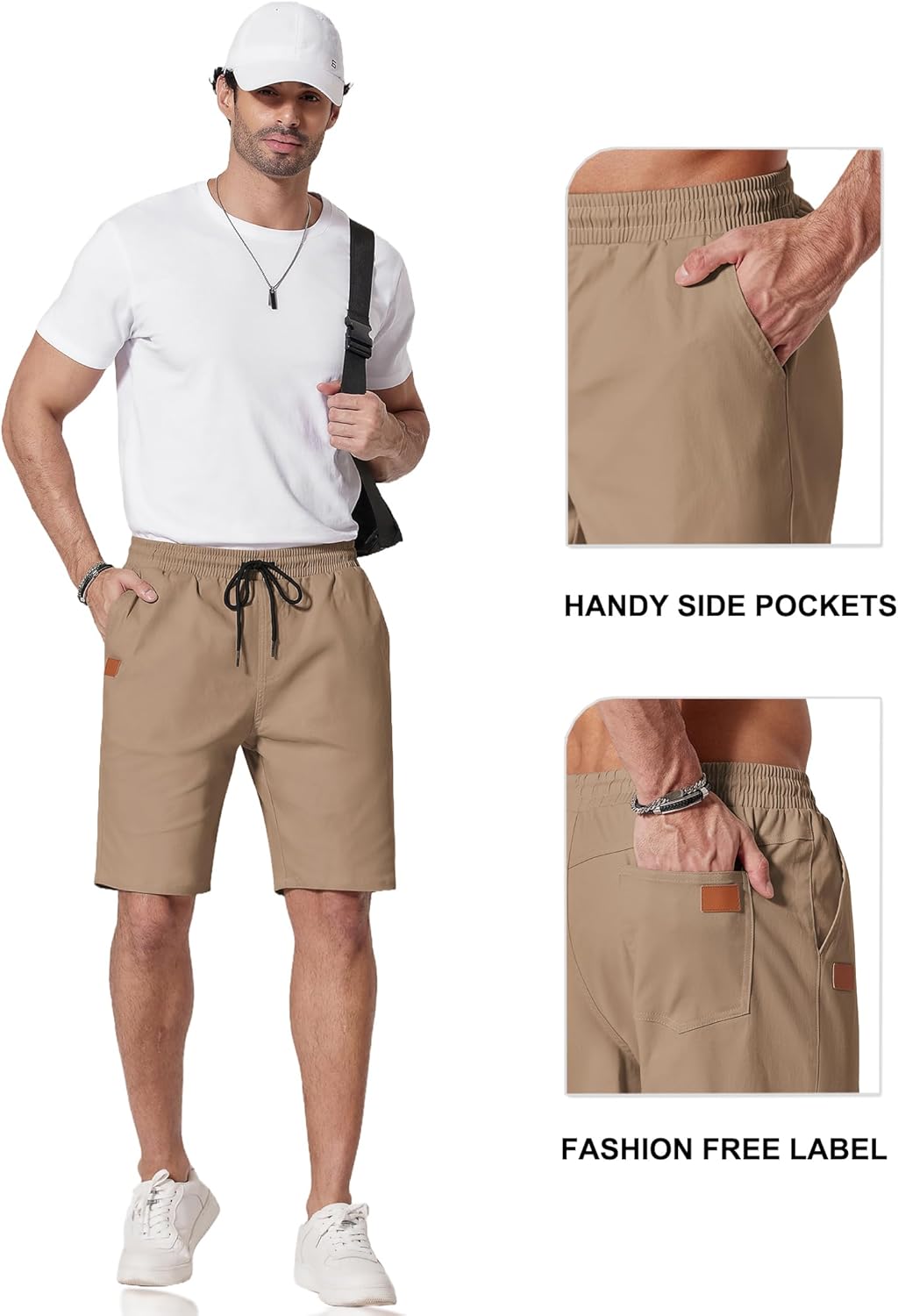 COOFANDY Mens Casual Shorts 9" Chino Cotton Shorts Summer Beach Drawstring Shorts with Pockets - Image 4