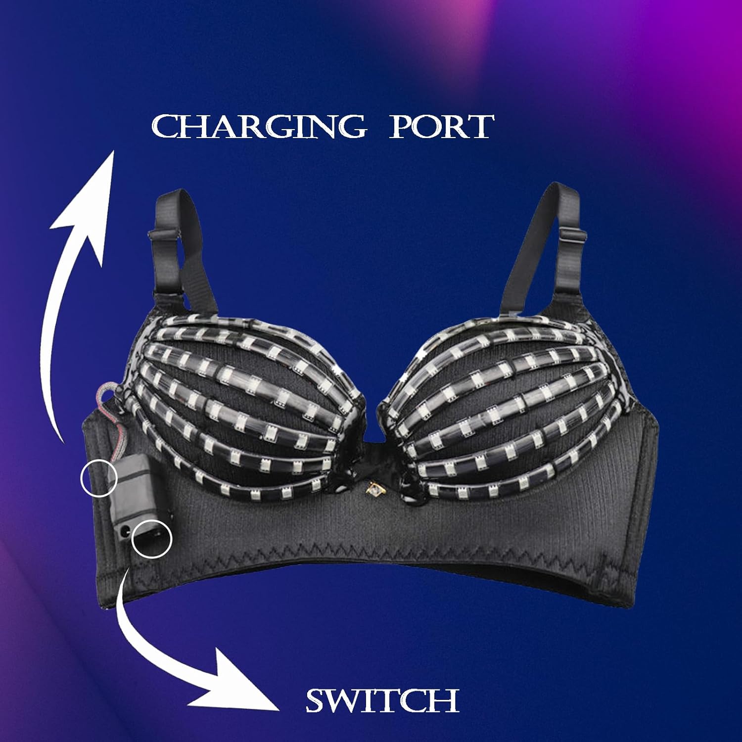 LED Light Up Bra for Women Glowing Rave Festival Wear EDC Party Nightclub Clubwear Tron Carnival Belly Dance Costume - Image 3