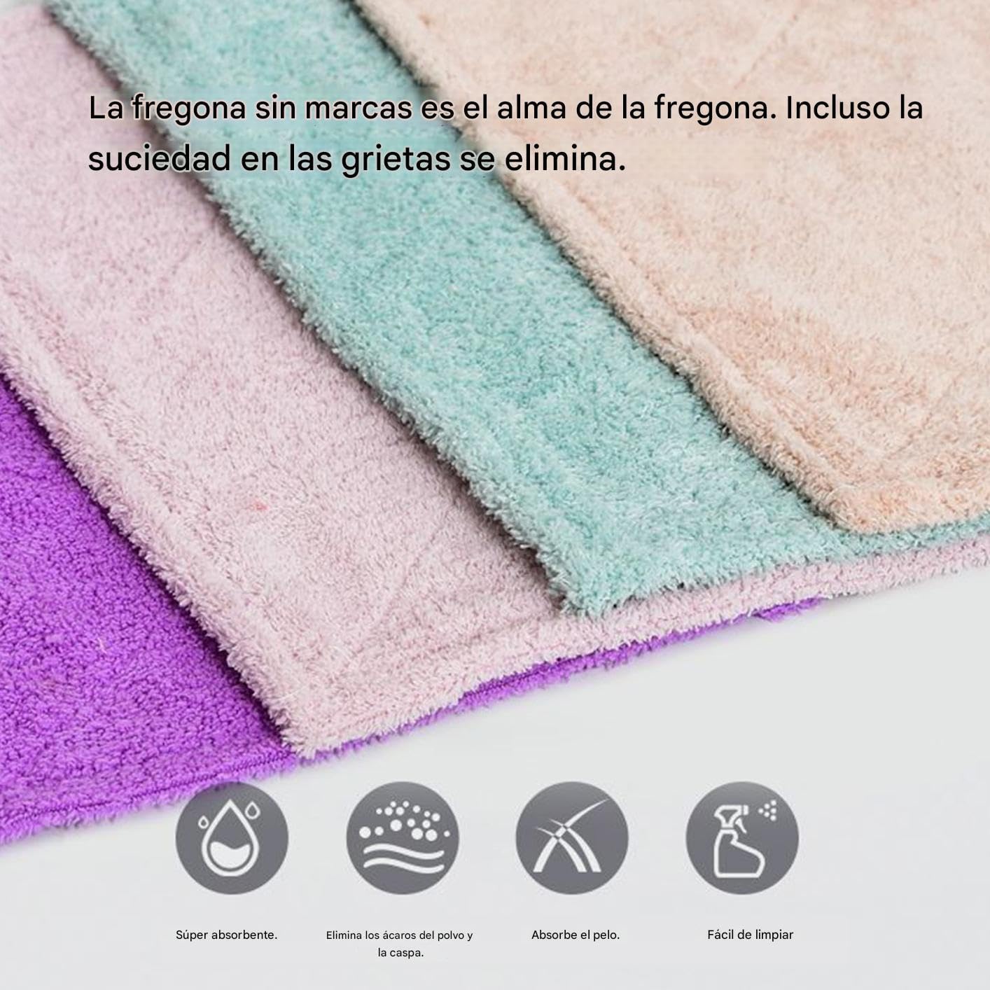 Mopa de Microfibra Fregador Rápido con 7 Almohadillas | Mopas Giratorias 360 Grados Para Polvo Para Suelos Laminados Baldosas Hogar Baño Cocina Mantenimiento Diario