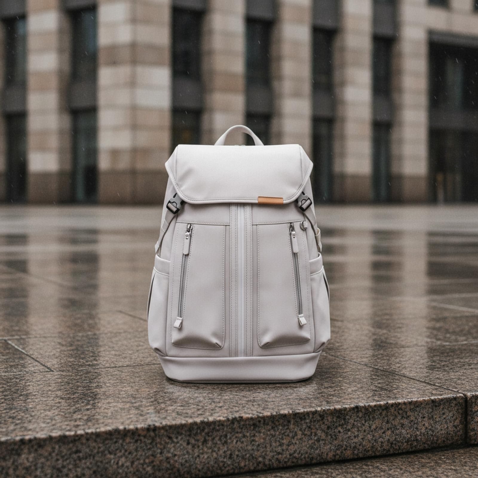 Zaino Porta Pc Organizzato Zaino con Tasche Laterali Multifunzionale Zainetto per Pendolari, Studenti, Lavoro, Università, Array, Bianco, 16 Pollici