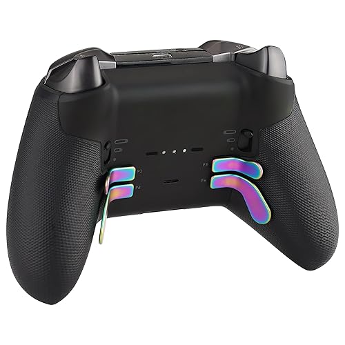 Miniatura 5 de eXtremeRate 4 palas metálicas de acero inoxidable arcoíris aura, azul y morado, cerraduras de gatillo intercambiables de repuesto para Xbox One