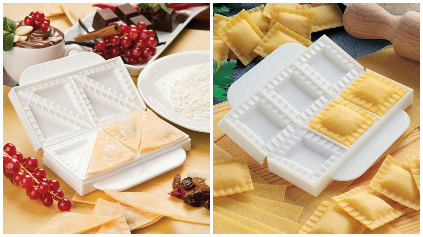 Stampo Per Ravioli In Plastica Alimentare - 2 Pezzi Quadrato E Rotondo Per 10 Ravioli - Foto 2