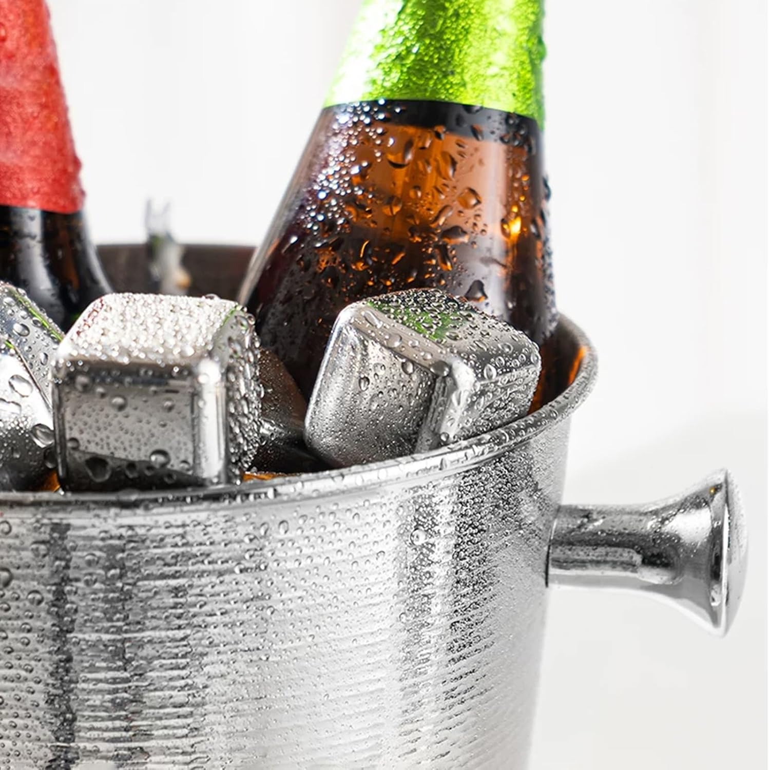 Ice Buckets For Parties Insulated Ice Bucket With Handle Thick Wine Cooler Bucket For Bar, Home, Parties, For Wine Or Champagne Bottles(Silver,169 oz(5L))