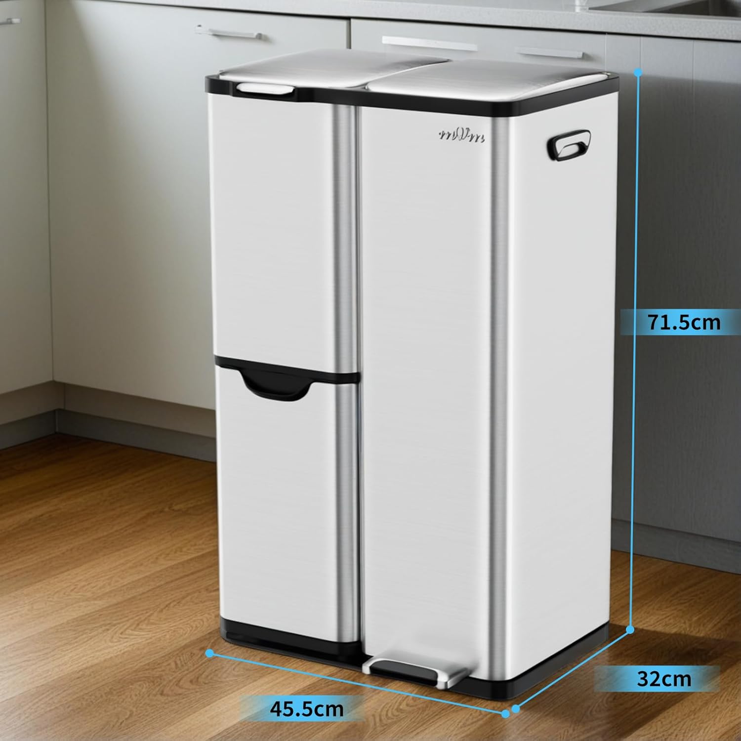 mVm ゴミ箱 分別 縦型2段3分別 60L ダストボックス 蓋付き 大容量